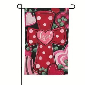 Love Cross Easter Farmhouse Garden Flag 12 x 18” Vertical Double Sided Decor New